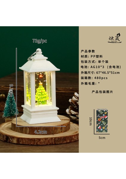 Noel LED Su Dolu Rüzgar Feneri, Karlı Şamdan Lambası, Noel Baba Kardan Adam Dekorasyonu, Gece Lambası, Masaüstü Süsü (Yurt Dışından)