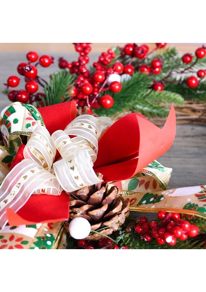 Yeni 40 Cmpe Süslemeleri Çam Kozalağı Kırmızı Meyve Noel Bez Çiçek Duvar Asılı Kapı Asılı Noel Çelenk (Yurt Dışından)