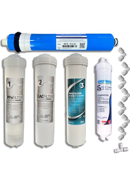 Kapalı Kasa Su Arıtma Cihazı Filtresi 5li Set + Deresekler