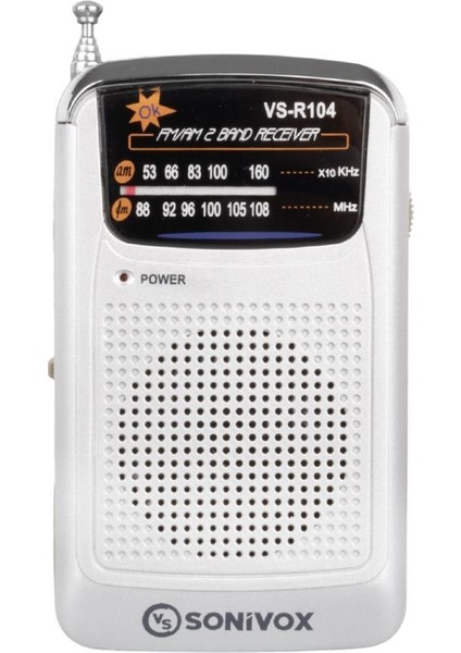 Sonivox VS-R104 Gümüş Renk Cep Ti̇pi̇ Analog Fm Radyo