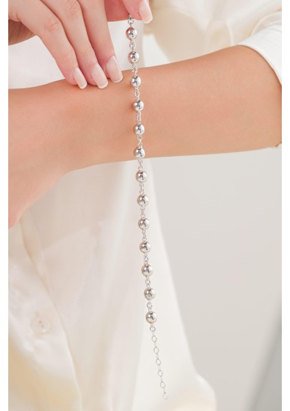 Gümüş Toplu Top Habbe Hallow Taşsız Bileklik modelleri