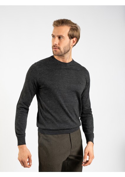 Erkek Büyük Beden Triko Kazak-Füme Melanj modelleri