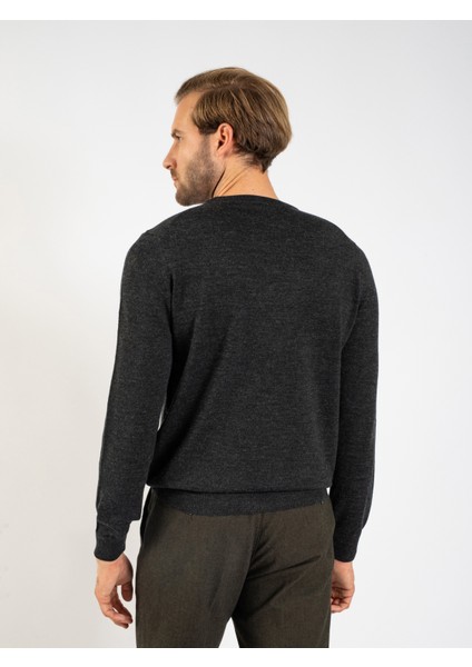 Erkek Büyük Beden Triko Kazak-Füme Melanj fırsatları