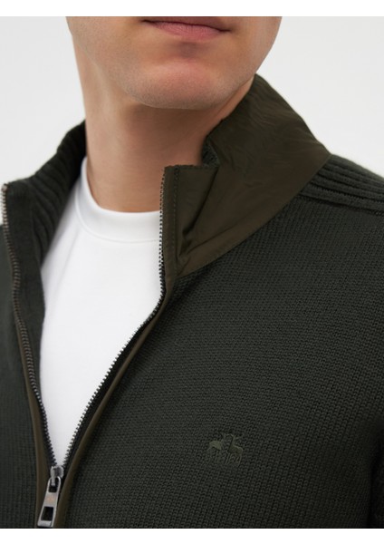 Erkek Regular Fıt Triko Hırka-Haki indirimleri