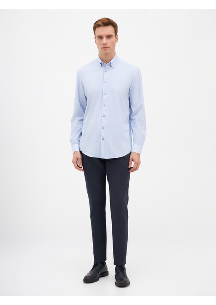 Erkek Modern Fıt Gömlek-Mavi
