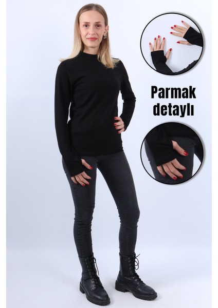 Kadın Boğazlı Parmak Detaylı Uzun Kollu Body fırsatları
