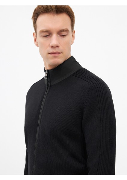 Erkek Regular Fıt Triko Hırka-Siyah modelleri
