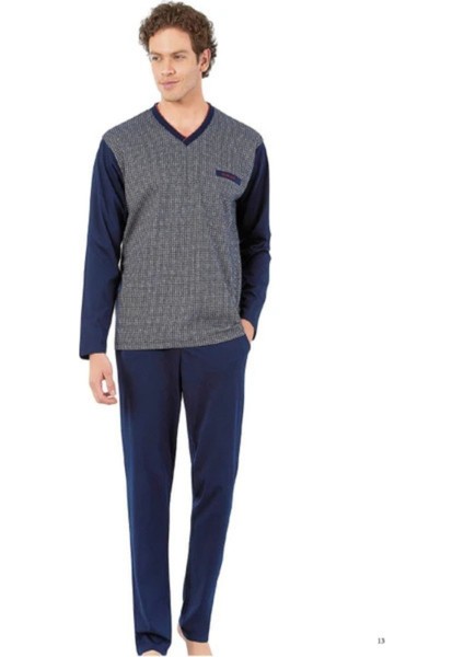 Erkek V Yaka Uzun Kol Pijama Takım 6058