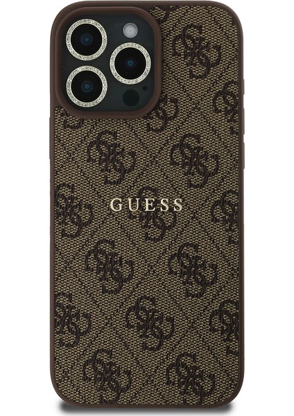 iPhone 16 Pro Max Guess Lisanslı 3in1 Aksesuar Seti Kılıf + Ekran ve Lens Koruyucu Kahverengi