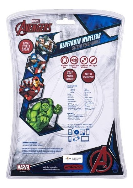 Bluetooth Kulaklık Marvel Avengers Mikrofonlu Kablosuz Çocuk Kulaklığı MV-9938-AG