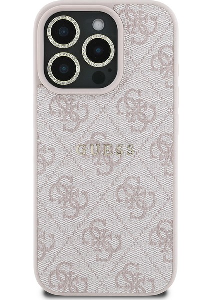 iPhone 16 Pro Guess Orjinal Lisanslı Kılıf + Ekran Koruyucu + Lens Koruyucu 3in1 Aksesuar Seti Pembe