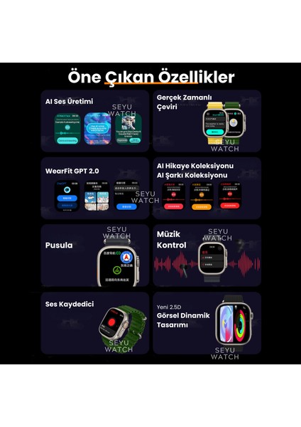 Watch Hk 10 Ultra 3 Amoled Akıllı Saat Tüm Telefonlara Uyumlu