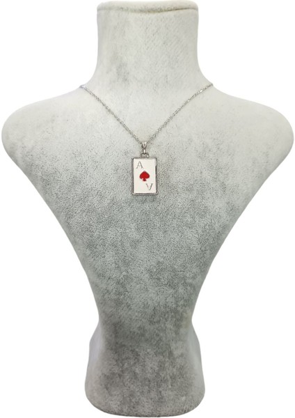 Gümüş Renk As Maça Kolye