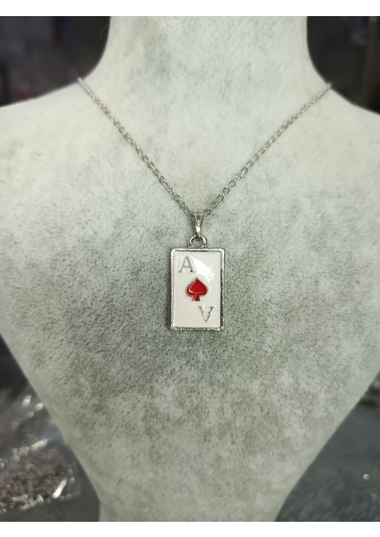 Gümüş Renk As Maça Kolye fiyatları