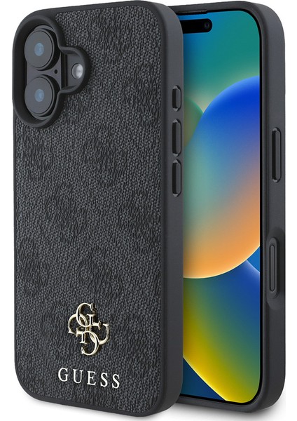 iPhone 16 Kılıf Guess Orjinal Lisanslı Magsafe Şarj Özellikli Small 4g Classic Kapak Siyah