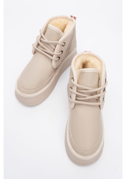 Ovela Bej Cilt Kalın Taban Bağcıklı Kadın Spor Bot fiyatları