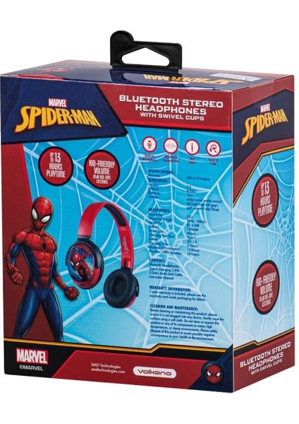 Bluetooth Kulaklık Marvel Spıderman Mikrofonlu Kablosuz Çocuk Kulaklığı MV-9955-SM