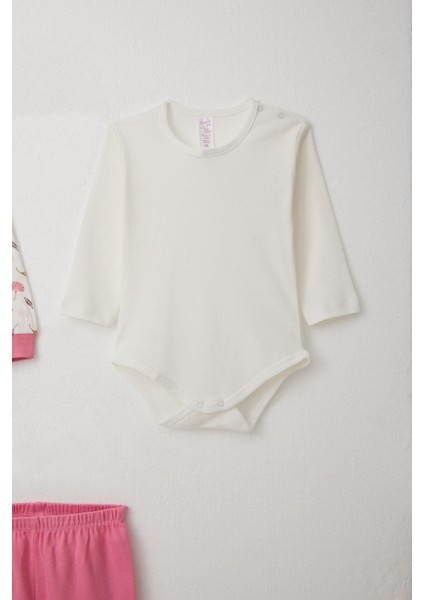 Kız Bebek Zıbınlı 3 Lü Takım Çiçek Desenli 4 Ay-1 Yaş, Beyaz fırsatları