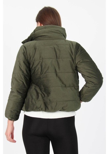 Dipmoda Kadın Yüksek Yaka Fermuar Detaylı Cepli Kışlık Kadife Mont DP7154 modelleri