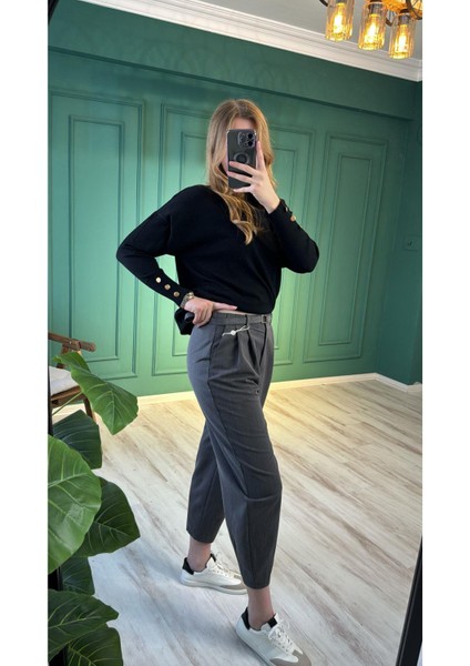 33363 Konik Kumaş Pantolon-Gri