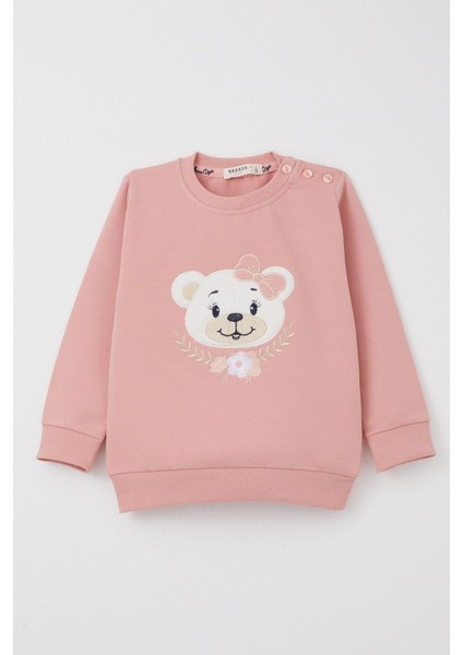 Kız Bebek Eşofman Takımı Sevimli Ayıcık Nakışlı Gülkurusu 9 Ay-3 Yaş fiyatları