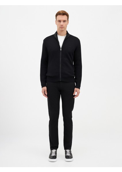 Erkek Regular Fıt Triko Hırka-Siyah