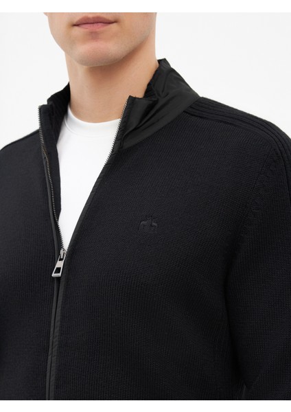 Erkek Regular Fıt Triko Hırka-Siyah fırsatları