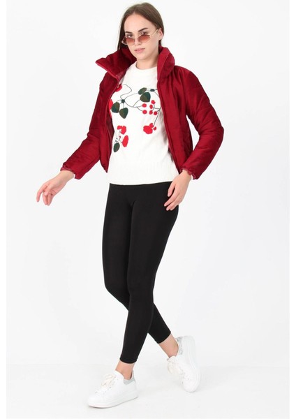 Dipmoda Kadın Yüksek Yaka Fermuar Detaylı Cepli Kışlık Kadife Mont DP7154 modelleri