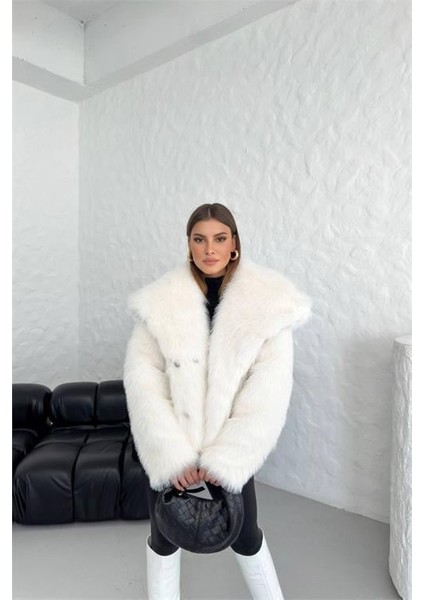 Dipmoda kadın oversize çıtçıtlı ithal kürk mont DPG037
