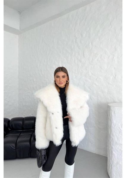 Dipmoda kadın oversize çıtçıtlı ithal kürk mont DPG037