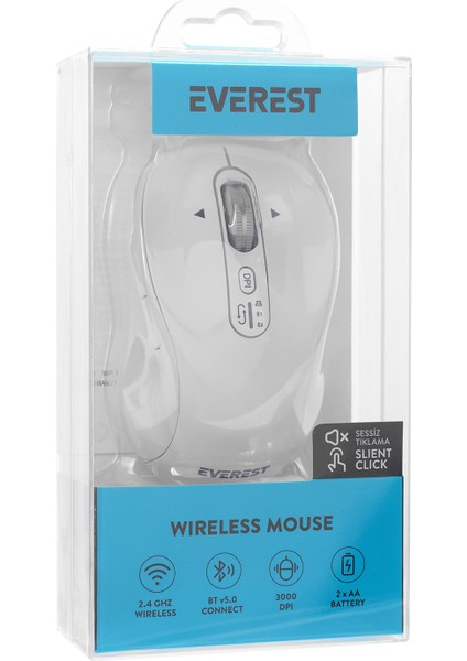 Eternal USB Beyaz 2.4ghz 3000 DPI Kablosuz Mouse