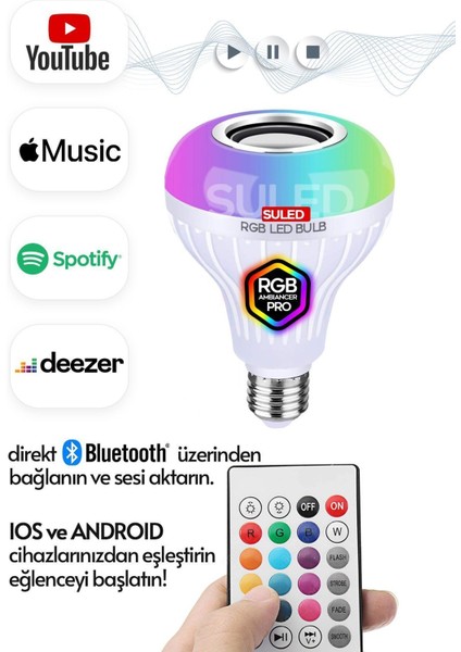 Bluetooth Hoparlör Akıllı LED Ampul Lamba