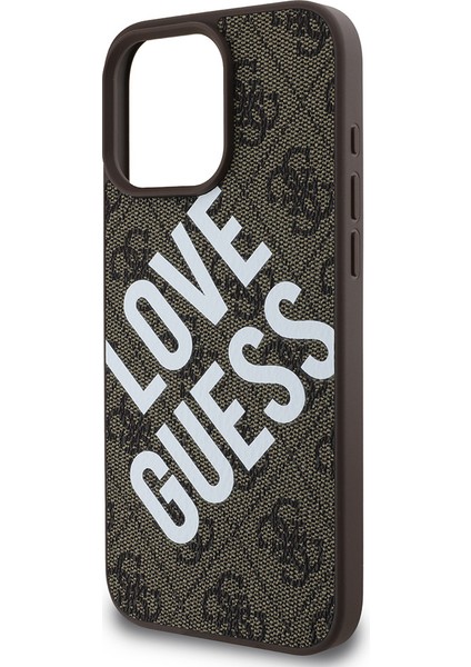 iPhone 16 Pro Kılıf Guess Orjinal Lisanslı Big Love Guess Kapak Kahverengi