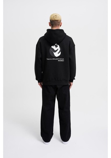 Kapüşonlu Godd And Evıl Baskı Oversize Erkek Sweatshirt fiyatları