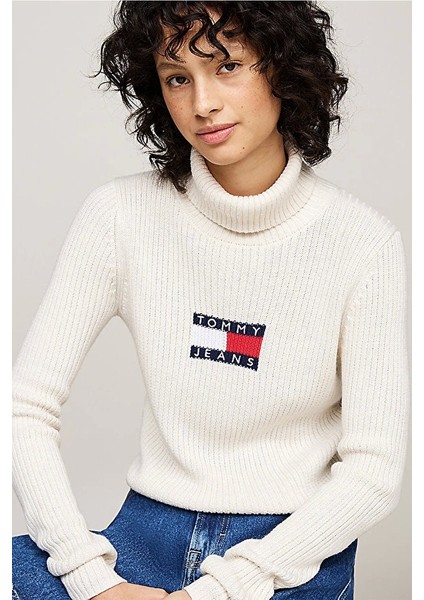 Tommy Hilfiger Kadın Beyaz Melange Kazak