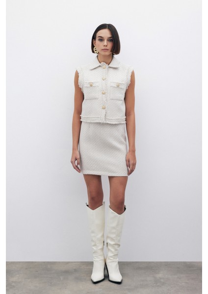 Simli Mini Tüvit Etek - Taş fırsatları