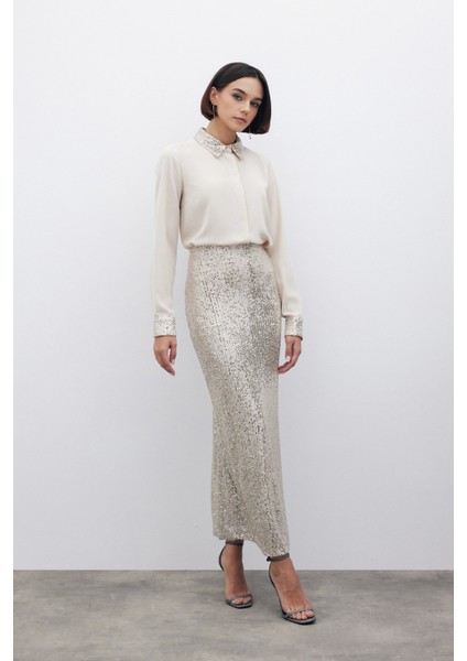Karolin Midi Etek - Bej