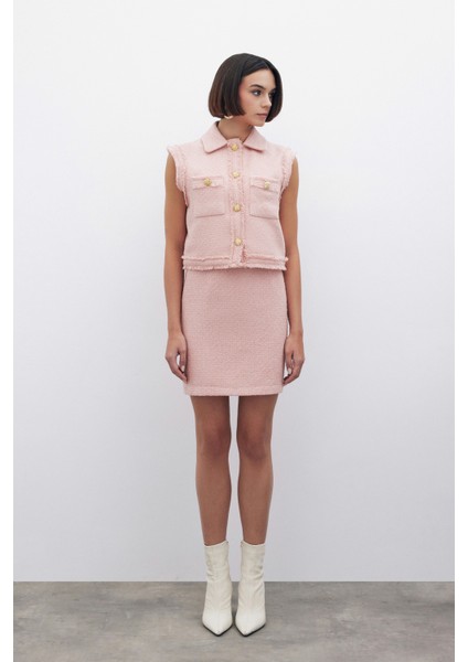 Simli Mini Tüvit Etek - Pudra modelleri