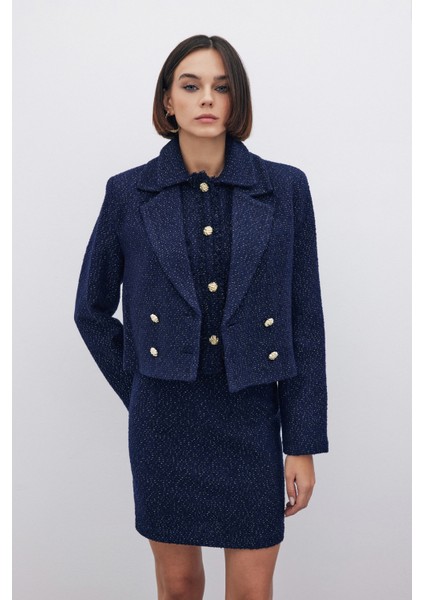 Simli Kısa Tüvit Ceket - Lacivert fiyatları