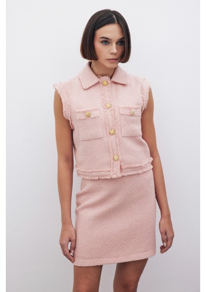 Simli Tüvit Yelek - Pudra indirimleri