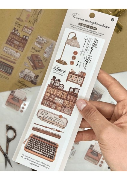 Yazarlık Atölyesi Malzemeleri Temalı 6 Yaprak Şeffaf Pet Sticker