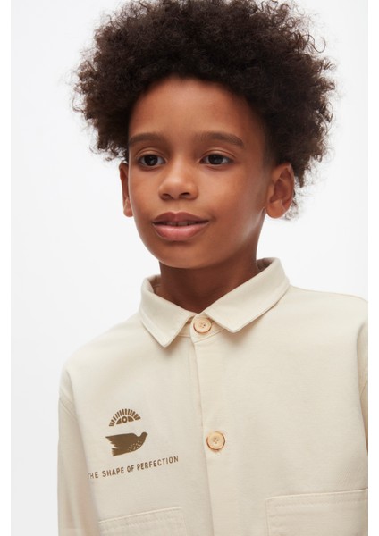 47319 Erkek Çocuk Bej Sarmal Gömlek