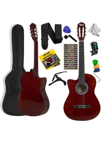 CG-396BRW SOLAK Klasik Gitar Kahve Renk Full Set Sap Ayarlı 4/4 yetişkin Boy