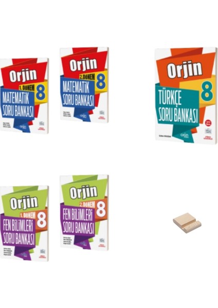 LGS 8. Sınıf Matematik Fen ve Türkçe 1 ve 2. Dönem Soru Bankası 5'li Set - Telefon Tutucu