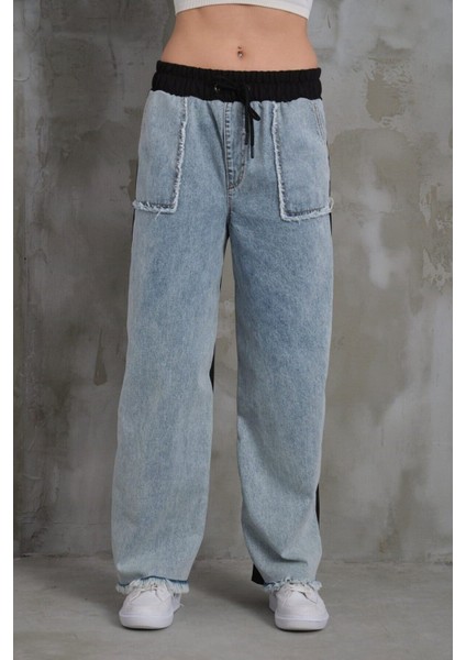 Polopass 021 Kadın Püskül Cepli Bol Paça Penye Kot Denim Pantolon fiyatları