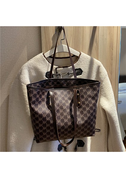 Moda Tote Kadın Çantası Yeni Yumuşak Deri Kayınvalide Büyük Kapasiteli Omuz Çantası Doku Banliyö Çantası (Yurt Dışından)