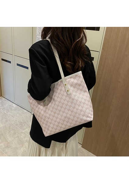 Moda Tote Kadın Çantası Yeni Yumuşak Deri Kayınvalide Büyük Kapasiteli Omuz Çantası Doku Banliyö Çantası (Yurt Dışından)