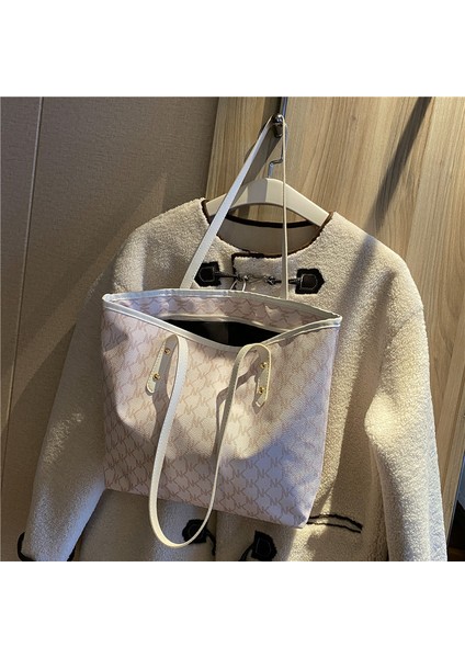 Moda Tote Kadın Çantası Yeni Yumuşak Deri Kayınvalide Büyük Kapasiteli Omuz Çantası Doku Banliyö Çantası (Yurt Dışından)