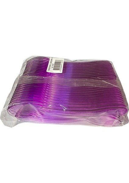 Plastik Şeffaf Mor Sup Kaşık - Tatlı Dondurma Kaşığı - 12.5 cm . - 50 Adetlik 5 Paket