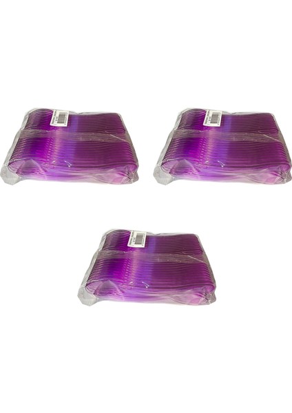 Plastik Şeffaf Mor Sup Kaşık - Tatlı Dondurma Kaşığı - 12.5 cm . - 50 Adetlik 3 Paket